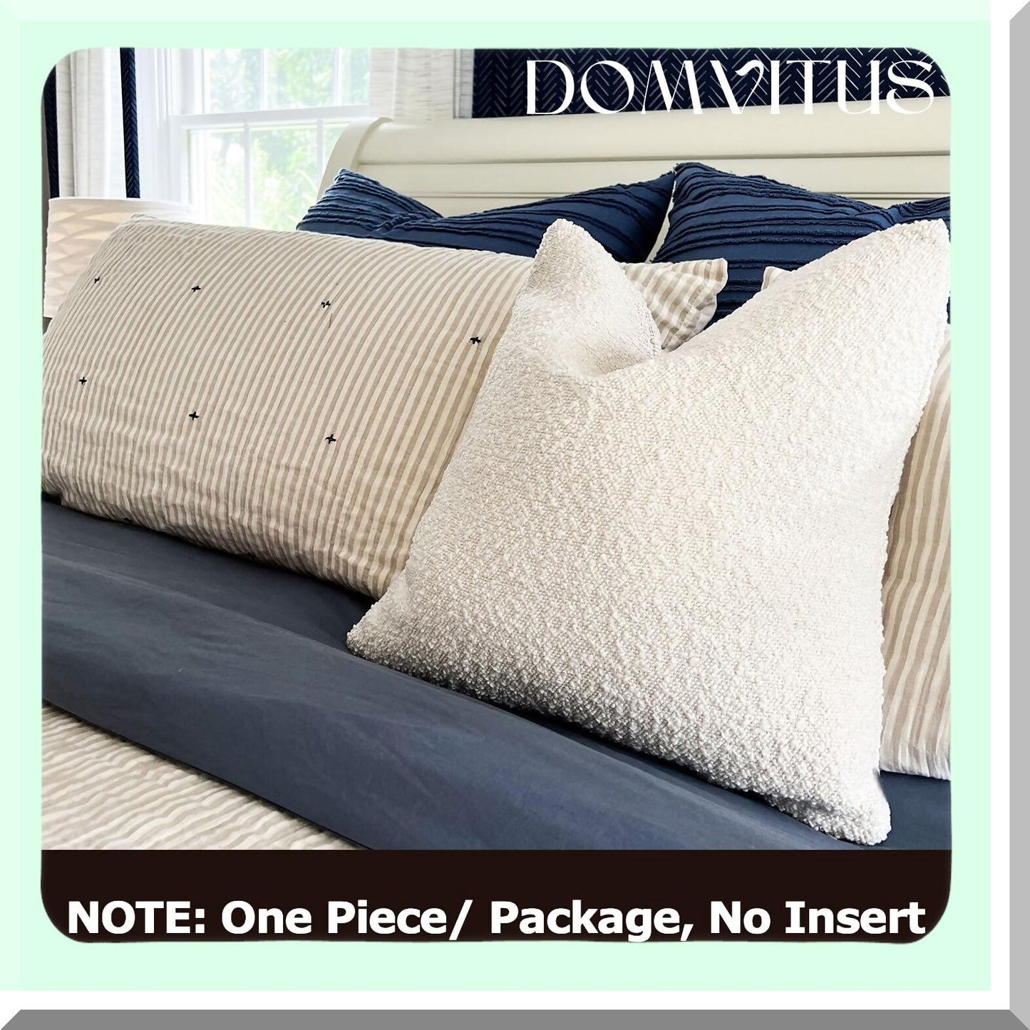 Luxury Boucle 20x20 Decorative Pillow Cover - Soft Sofa Cushion Case for Living Room - Ivory Accent Throw Pillow for Bed - Plush Couch Pillow Cover