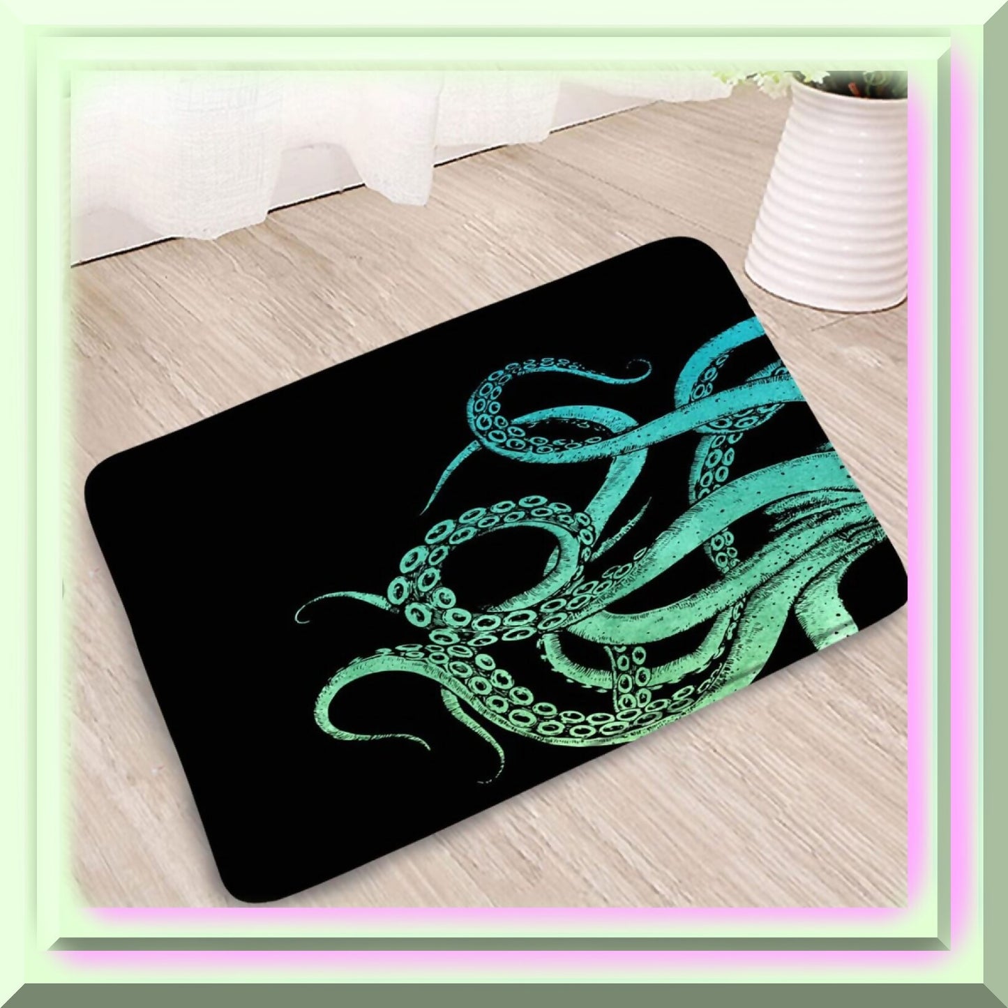 Octopus Bath Mat Ocean Kraken Green