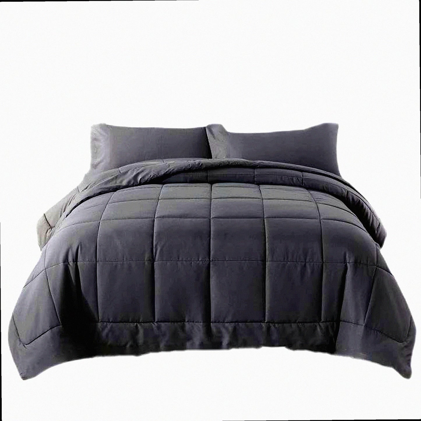 Luxury Cloud Comforter Set - 3 Piece Bedding Bundle in Grey, Wrinkle & Fade Resistant, Hotel Quality Bed in a Bag