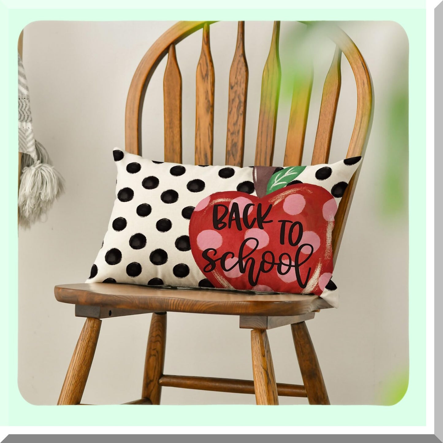 Polka Dots School Days Pillow Cover - 12x20 Inch Back to School Decor for Sofa Couch - Apple Theme First Day of School Accent