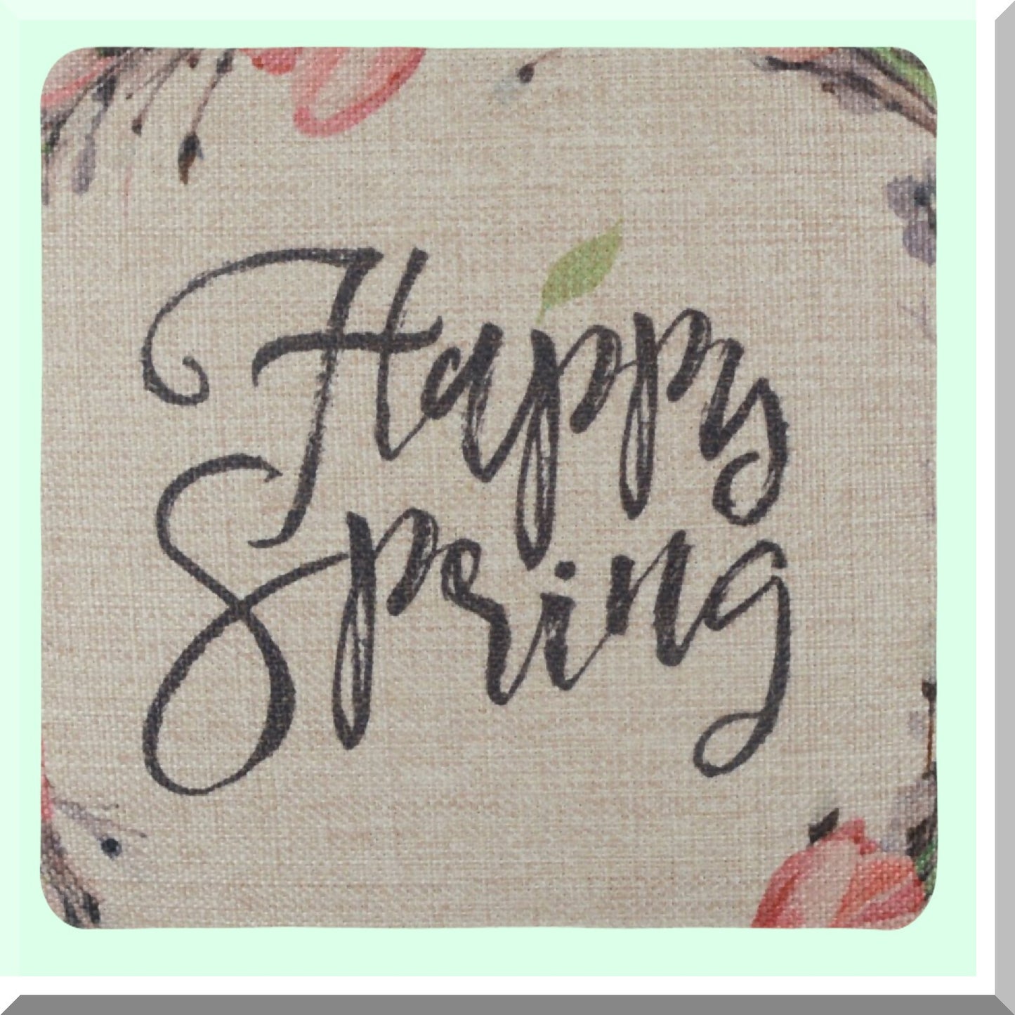 Spring Bliss Burlap Pillow Cover - Season Decoration Holiday Happy Wreath Cushion CC1395 - 18"x18"