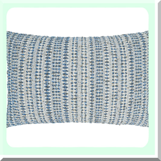 Aqua Bliss Woven Line Throw Pillow 22" x 22" Celeste Collection