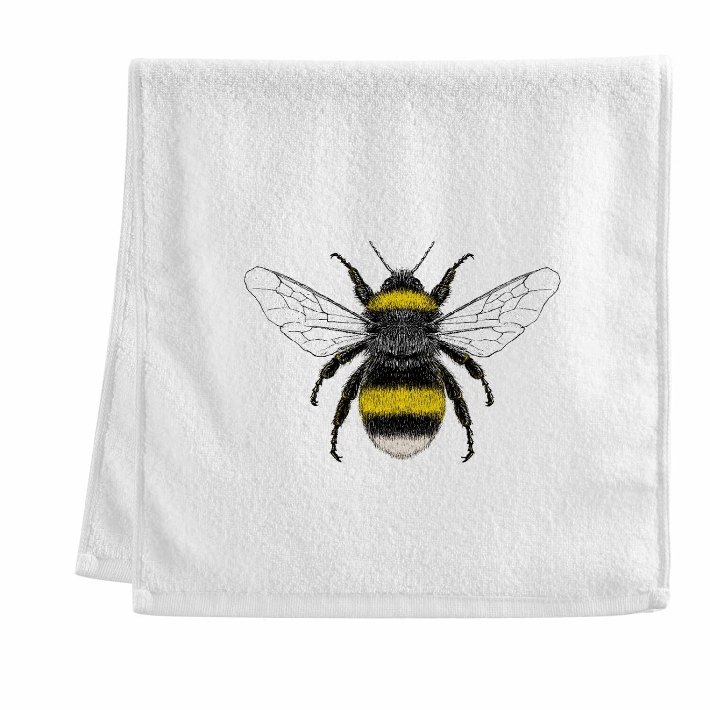 100% Cotton Bee Hand Towels 16x30 Inches White Black Yellow