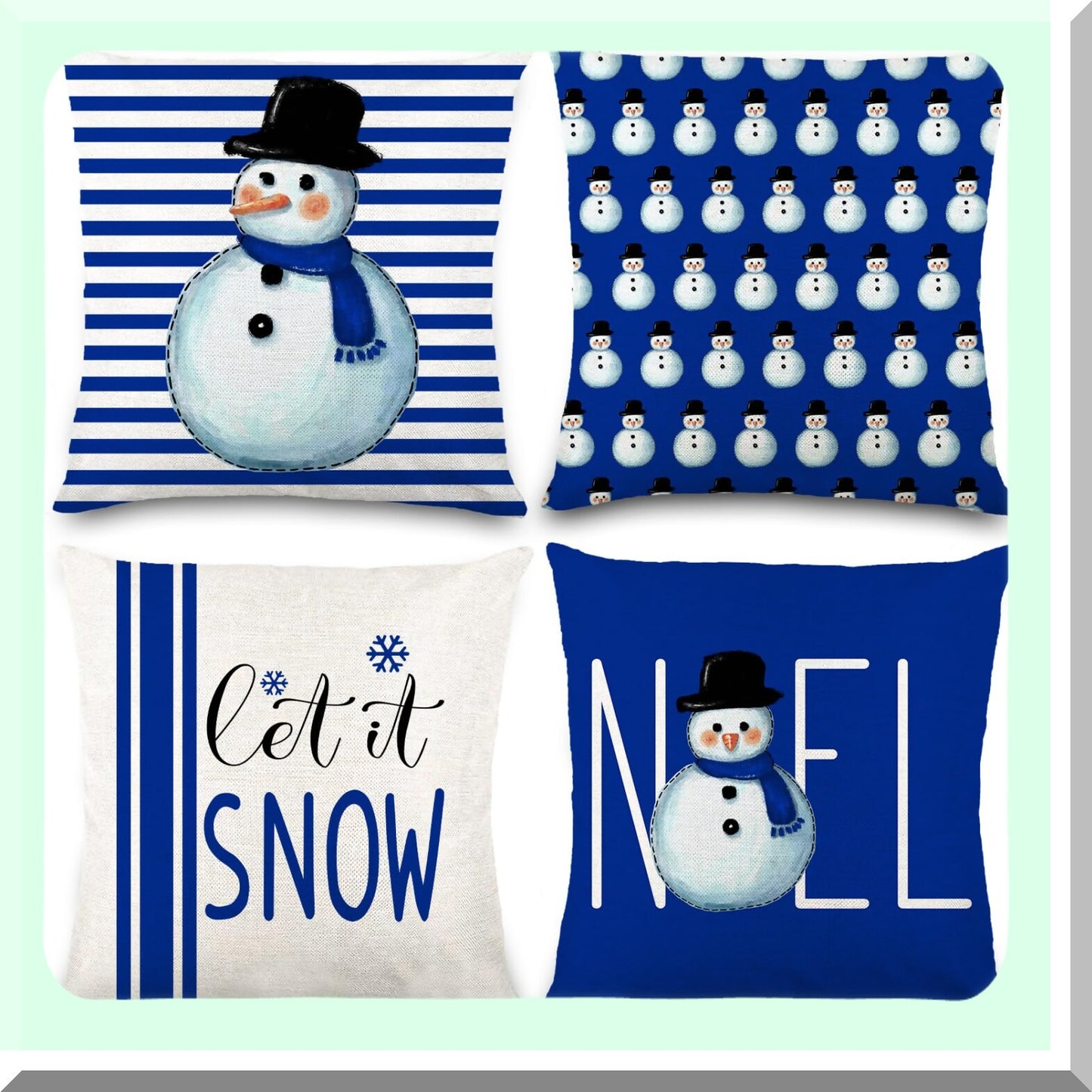 Winter Wonderland Pillow Covers - Set of 4, 18x18in Buffalo Plaid Snowman Farmhouse Throw Pillow Cases for Home & Outdoor Decor - Couch Cushion Covers