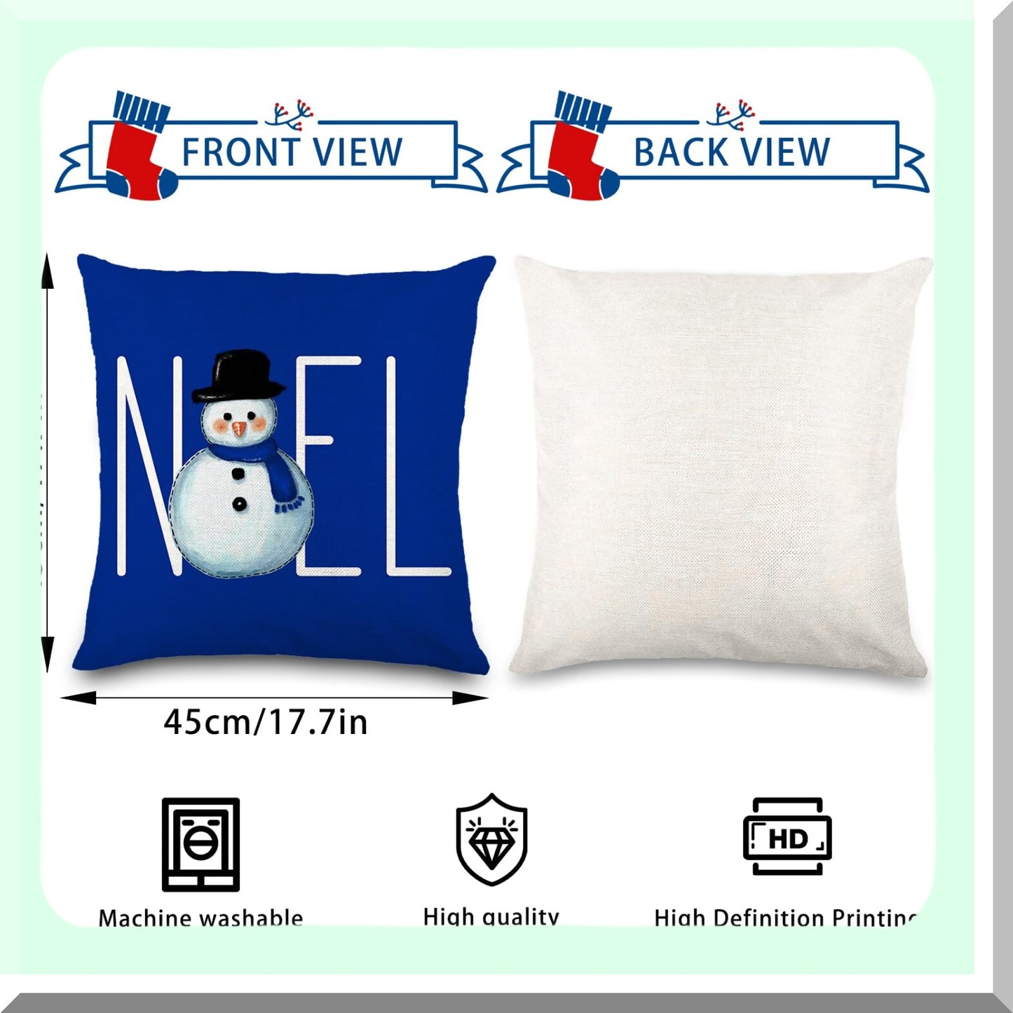 Winter Wonderland Pillow Covers - Set of 4, 18x18in Buffalo Plaid Snowman Farmhouse Throw Pillow Cases for Home & Outdoor Decor - Couch Cushion Covers