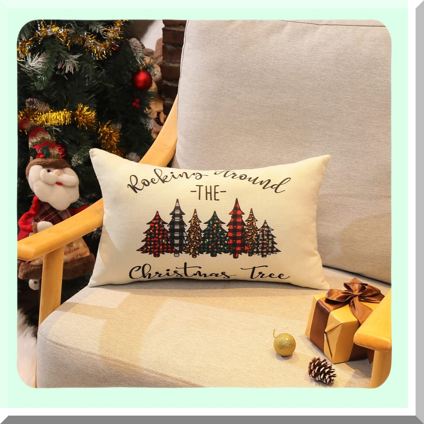 Buffalo Tree Farmhouse Lumbar Pillow Covers - Set of 2 Outdoor Decorative Pillowcase for Porch, Couch, Sofa - 12x20 inch Rustic Home Decor