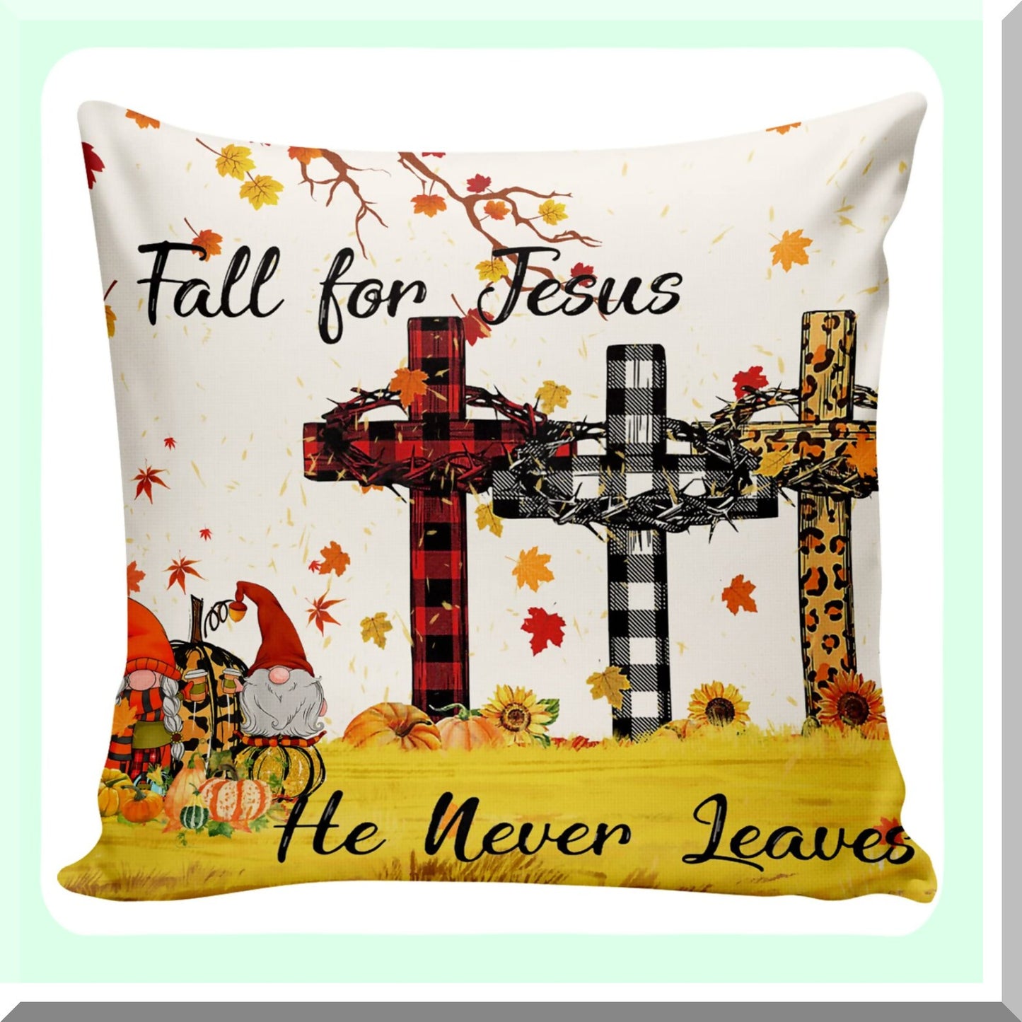 Autumn Blessings Decorative Pillow Cover - Fall Harvest Maple Leaf Pumpkin Bible Verse Throw Pillow Case for Thanksgiving Home Decor 18x18 Inch