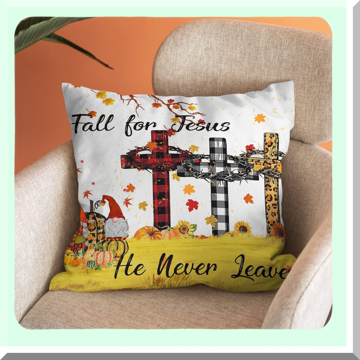 Autumn Blessings Decorative Pillow Cover - Fall Harvest Maple Leaf Pumpkin Bible Verse Throw Pillow Case for Thanksgiving Home Decor 18x18 Inch