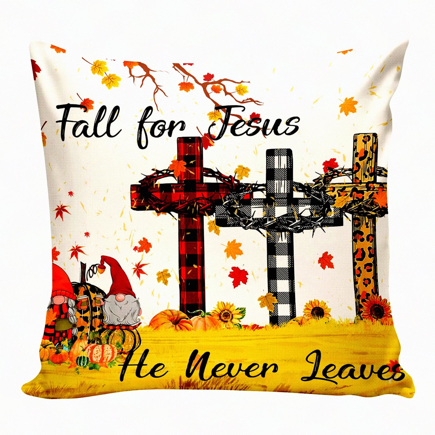 Autumn Blessings Decorative Pillow Cover - Fall Harvest Maple Leaf Pumpkin Bible Verse Throw Pillow Case for Thanksgiving Home Decor 18x18 Inch