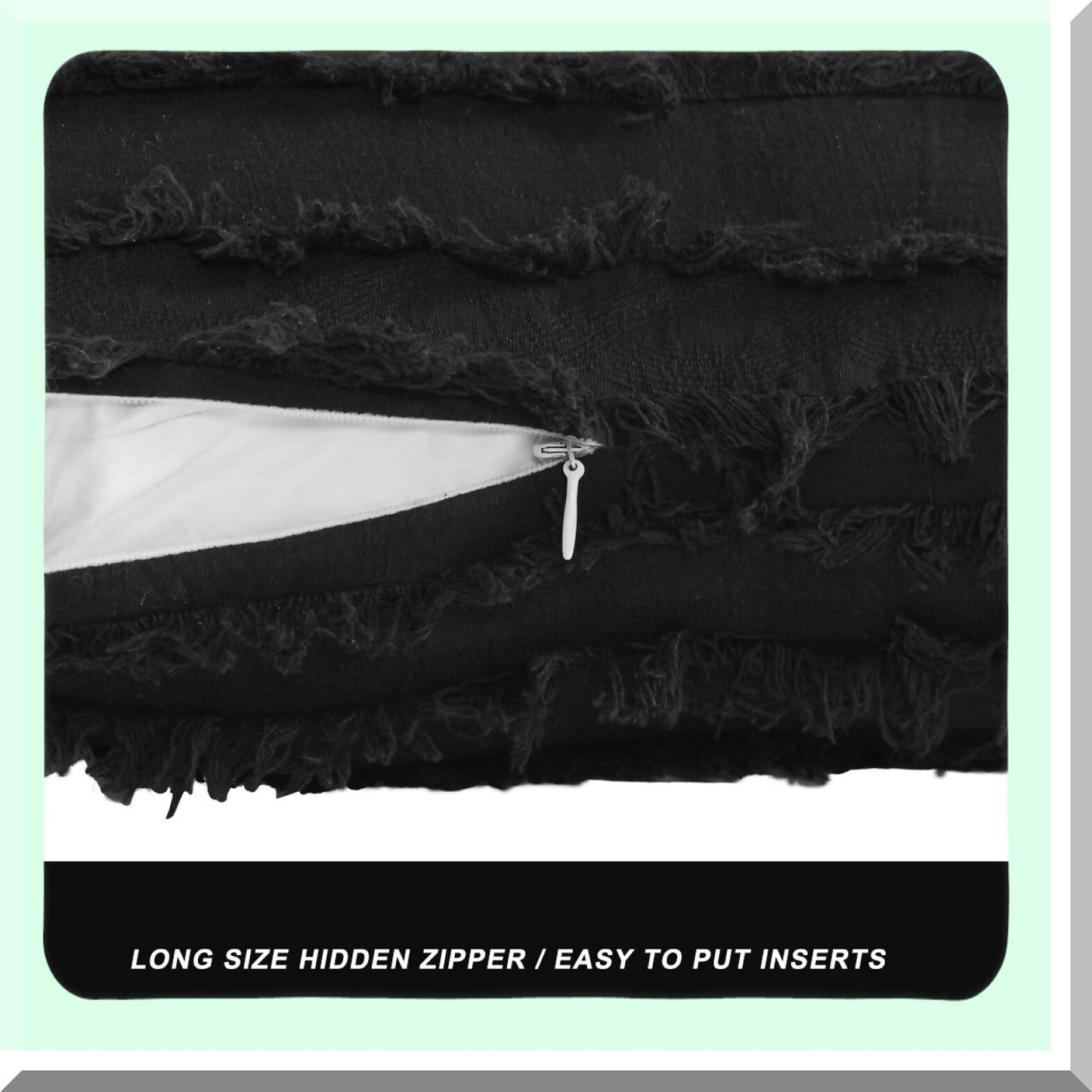 Boho Black Square Pillow Covers Set - 18x18 Inch Decorative Cushion Covers for Couch Sofa - Pack of 2 Throw Pillow Cases