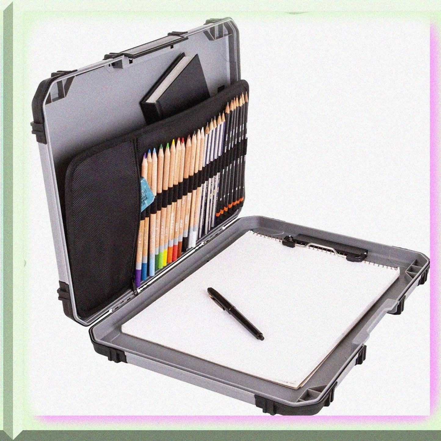 6838AG Portable Grey Sketch Board with Internal Art Storage