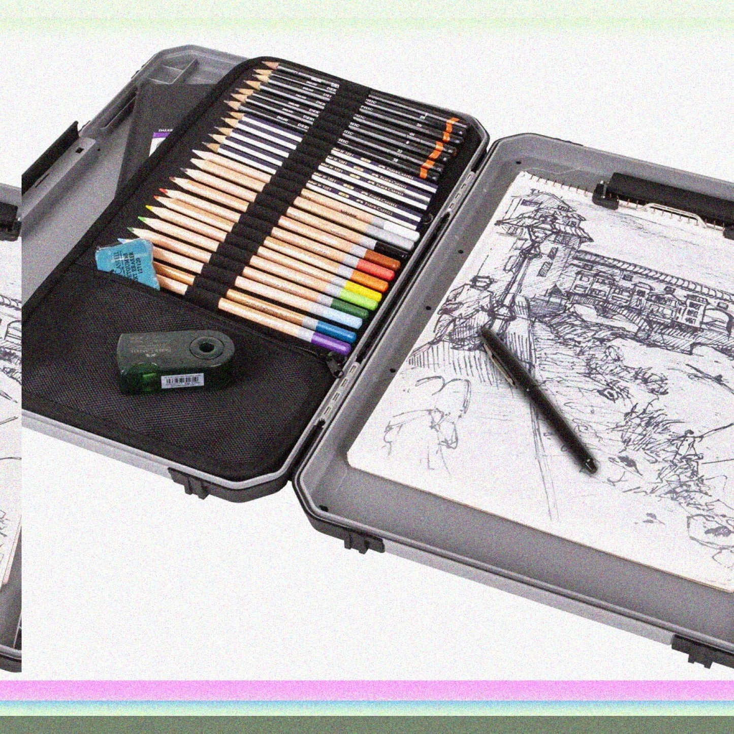 6838AG Portable Grey Sketch Board with Internal Art Storage