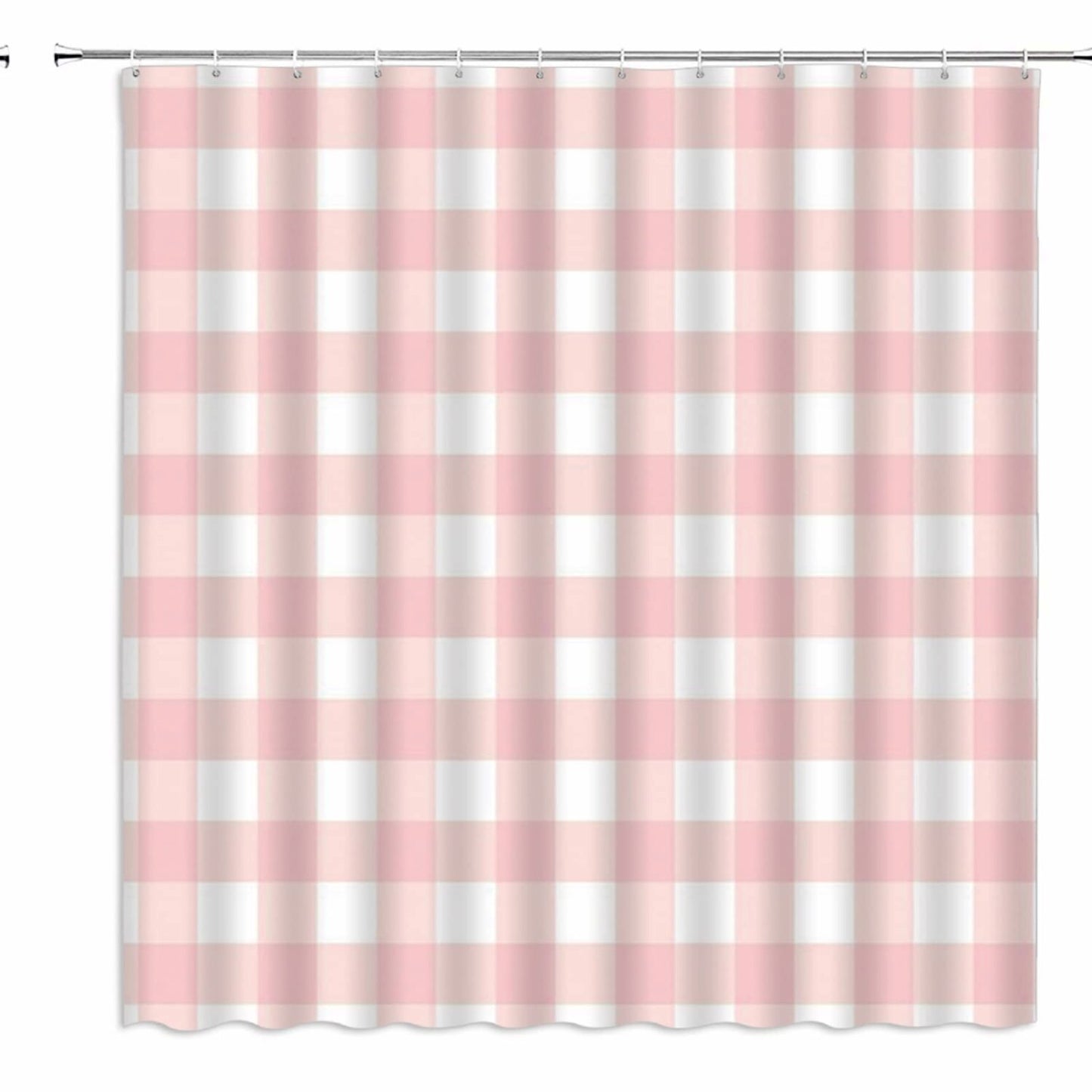 Geometric Pink White Checkered Shower Curtain 70x70