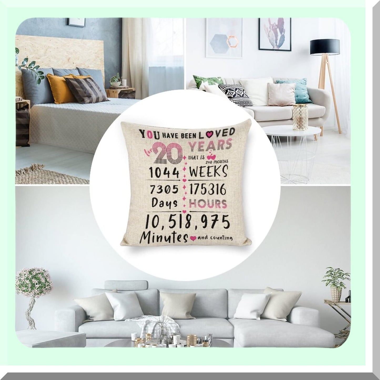20th Birthday Bliss Throw Pillow Covers - Gifts for Her, Daughter, Son, Granddaughter - Women, Men - Decorations, Ideas - Mom, Dad, Sister