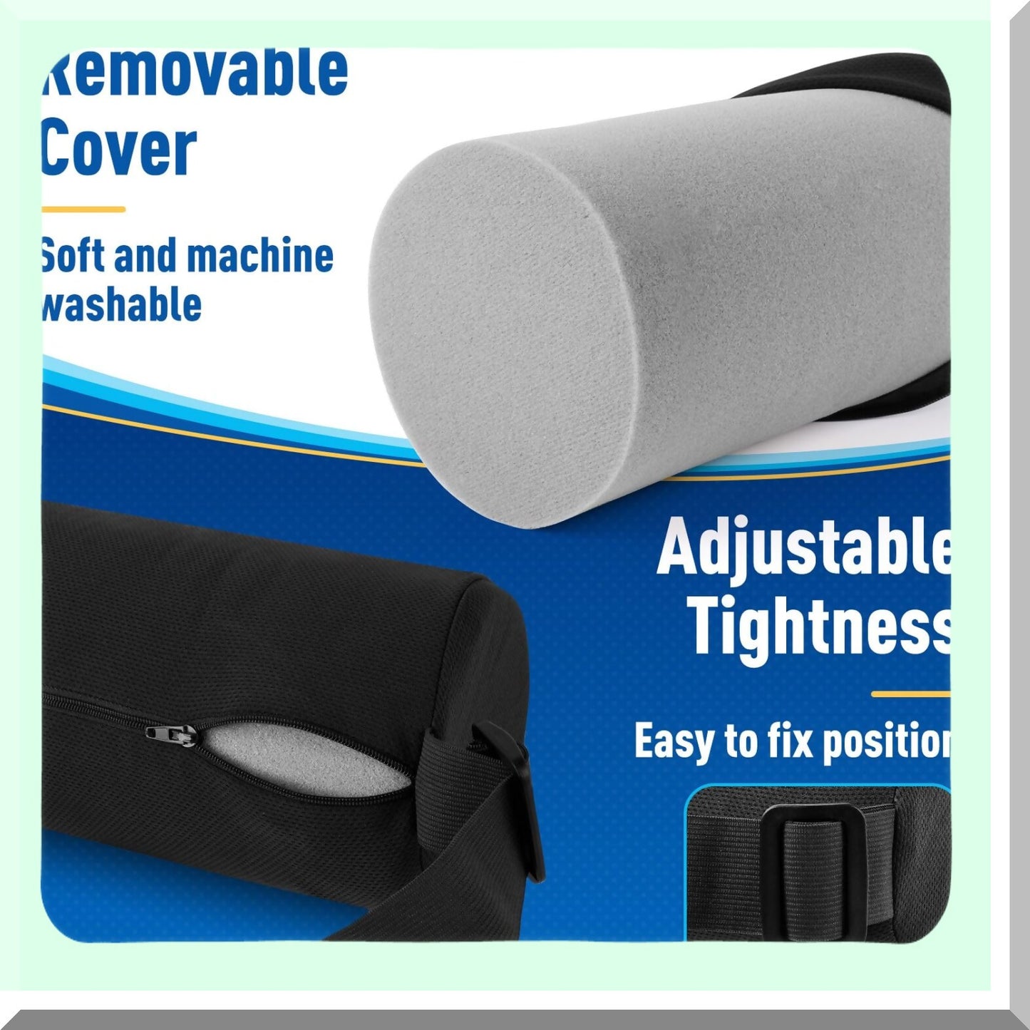 ErgoComfort Lumbar Support Pillow - Memory Foam Back Cushion for Office Chair, Car, Gaming Chair - Washable Cover, Relieve Back Pain & Improve Posture - Black