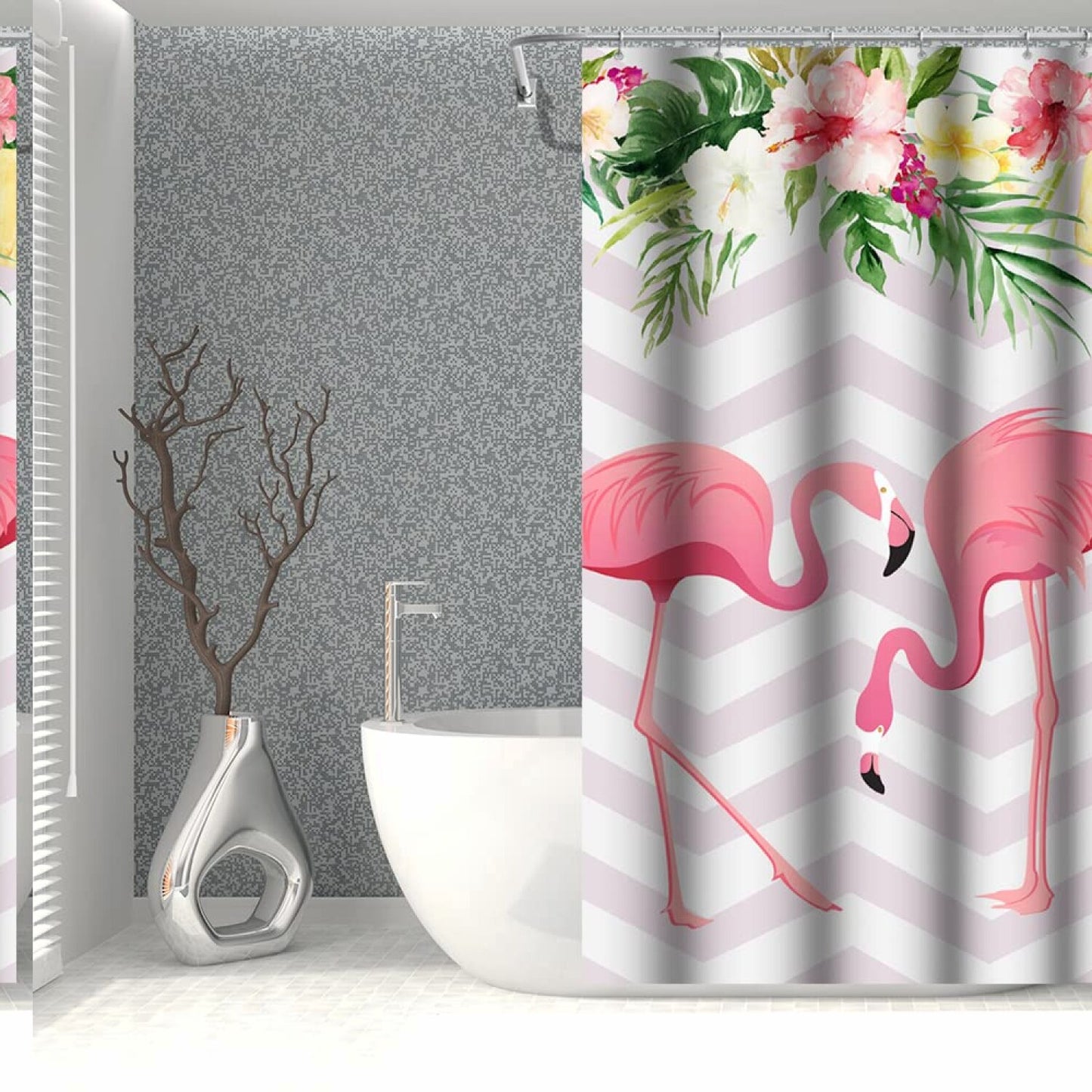 Pink Flamingo Shower Curtain 36x72 inch