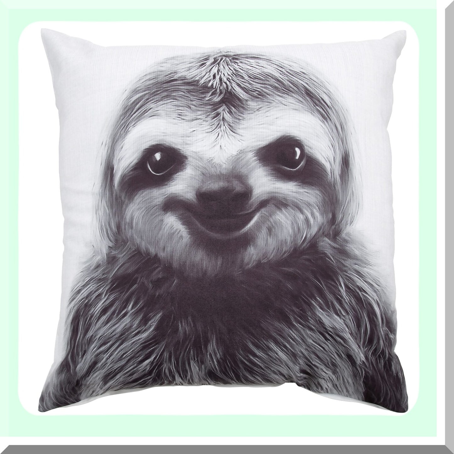 SlothPrint Decorative Pillow Cover - White, 24x24 - Square Throw Cushion Case for Home Decor, Animal Lover Gift, Soft Cotton Linen Fabric