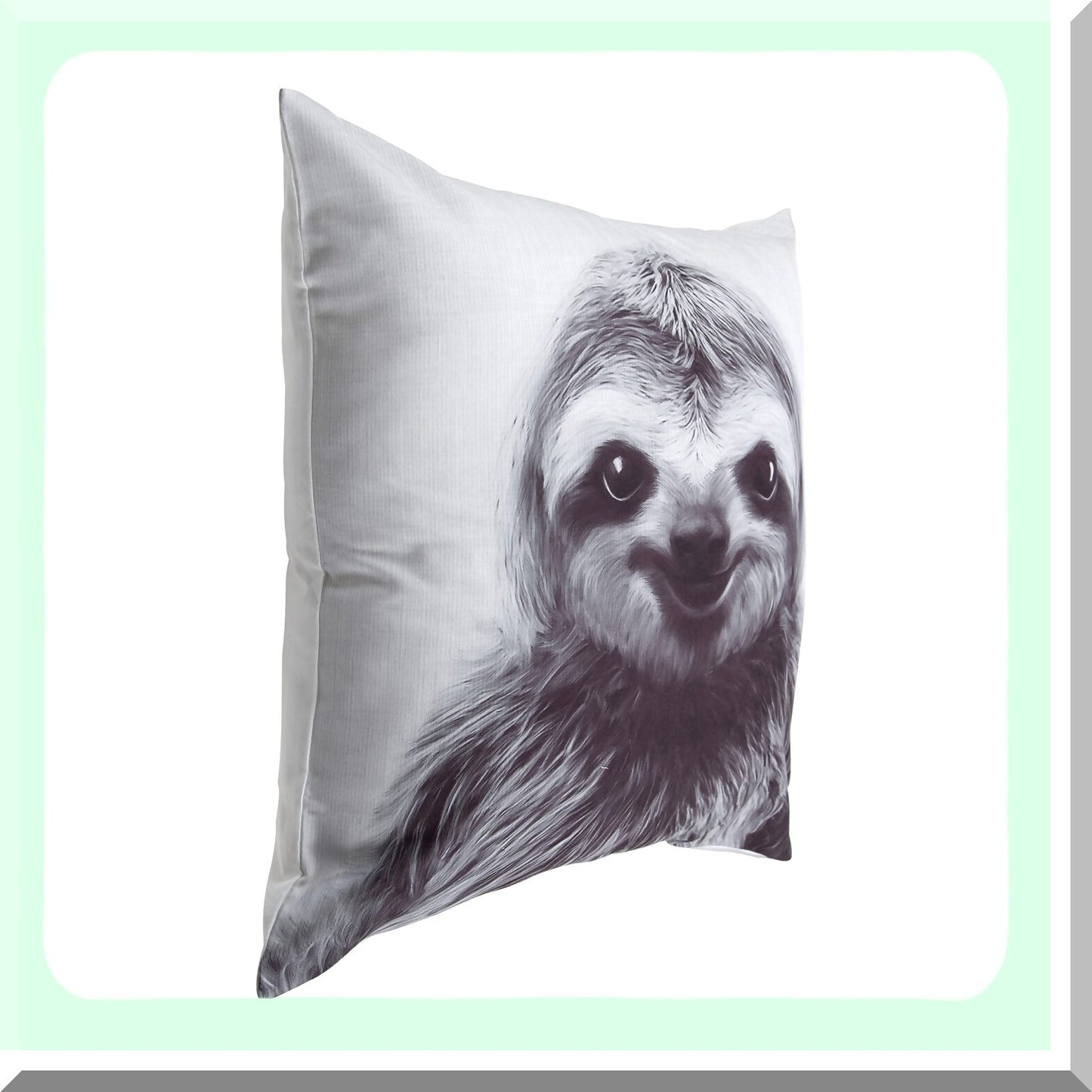 SlothPrint Decorative Pillow Cover - White, 24x24 - Square Throw Cushion Case for Home Decor, Animal Lover Gift, Soft Cotton Linen Fabric