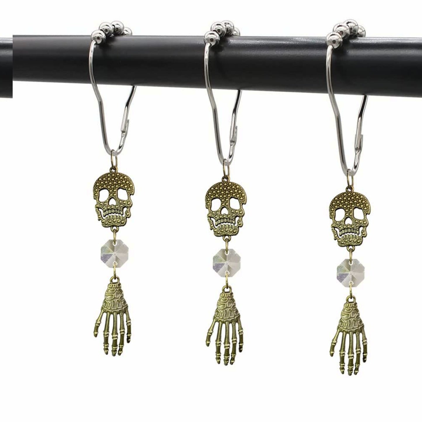 Skull Shower Curtain Hooks Set of 12