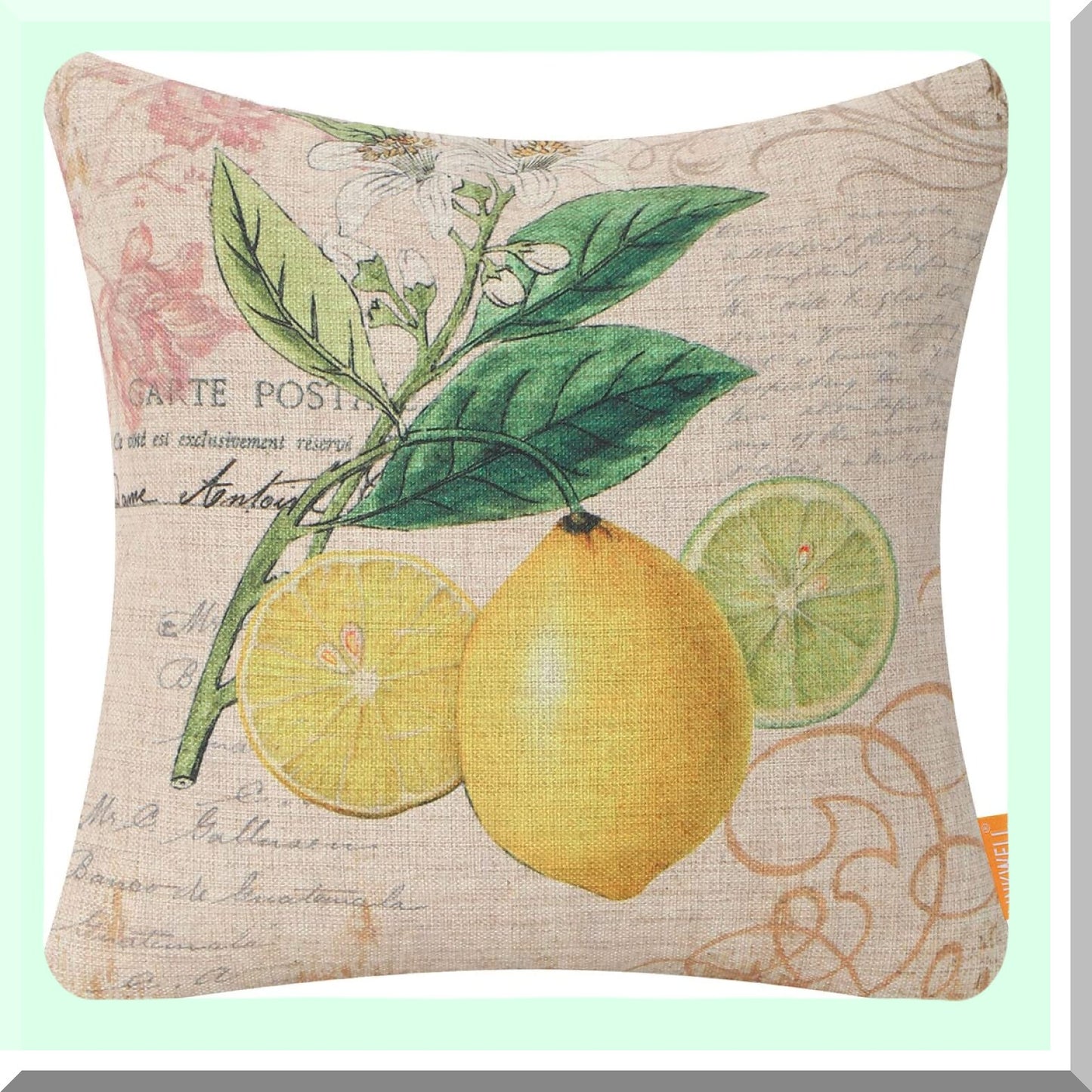 Summer Lemon Farm Decor Pillowcase - Vintage Fruit Cushion Cover 18x18 Inch for Sofa Couch - Decorative Throw Pillow CC1914