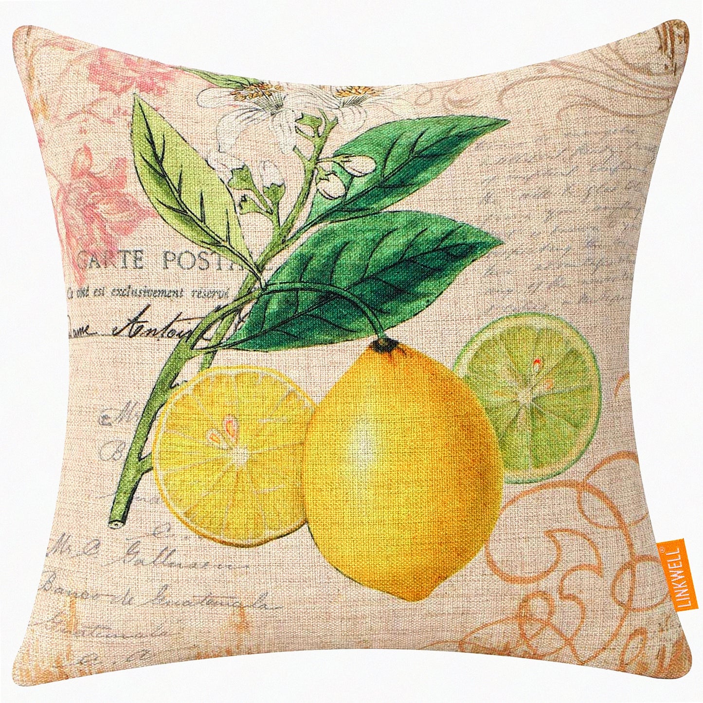 Summer Lemon Farm Decor Pillowcase - Vintage Fruit Cushion Cover 18x18 Inch for Sofa Couch - Decorative Throw Pillow CC1914