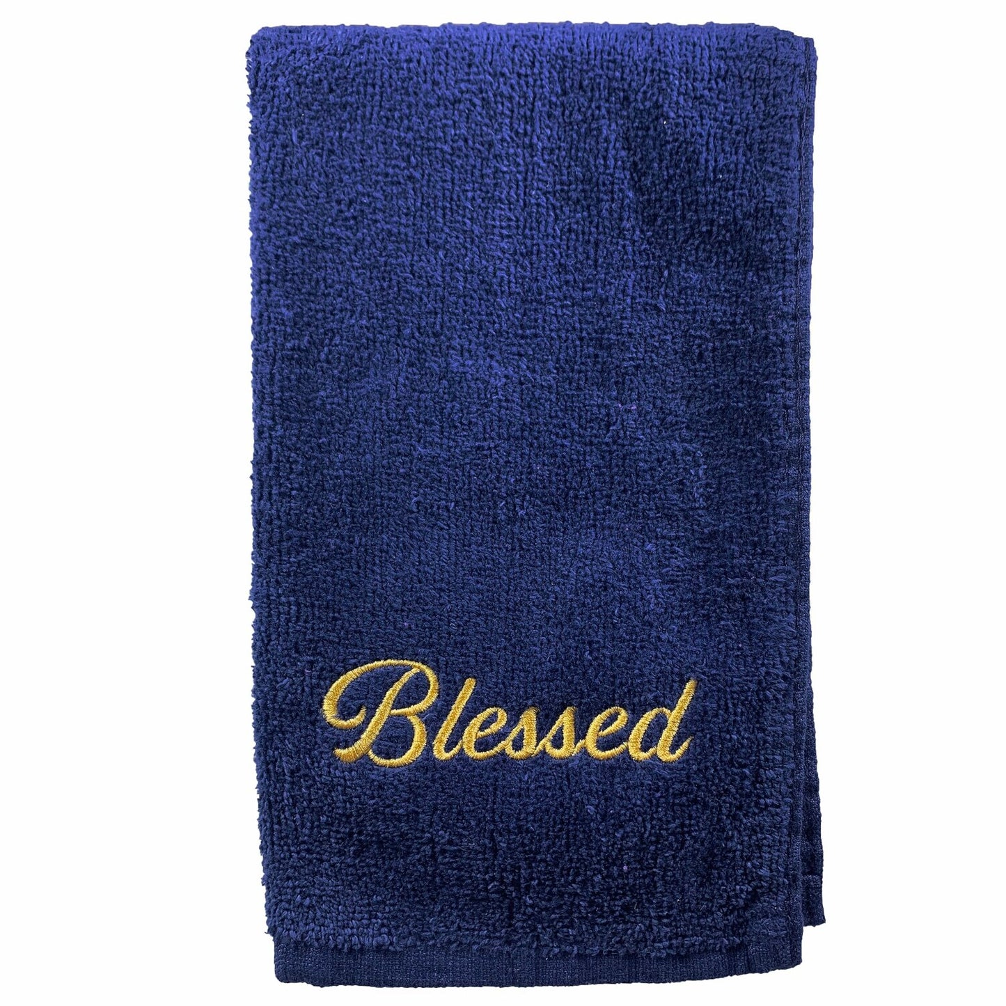 Embroidered Hand Towels for Pastor Navy Gold