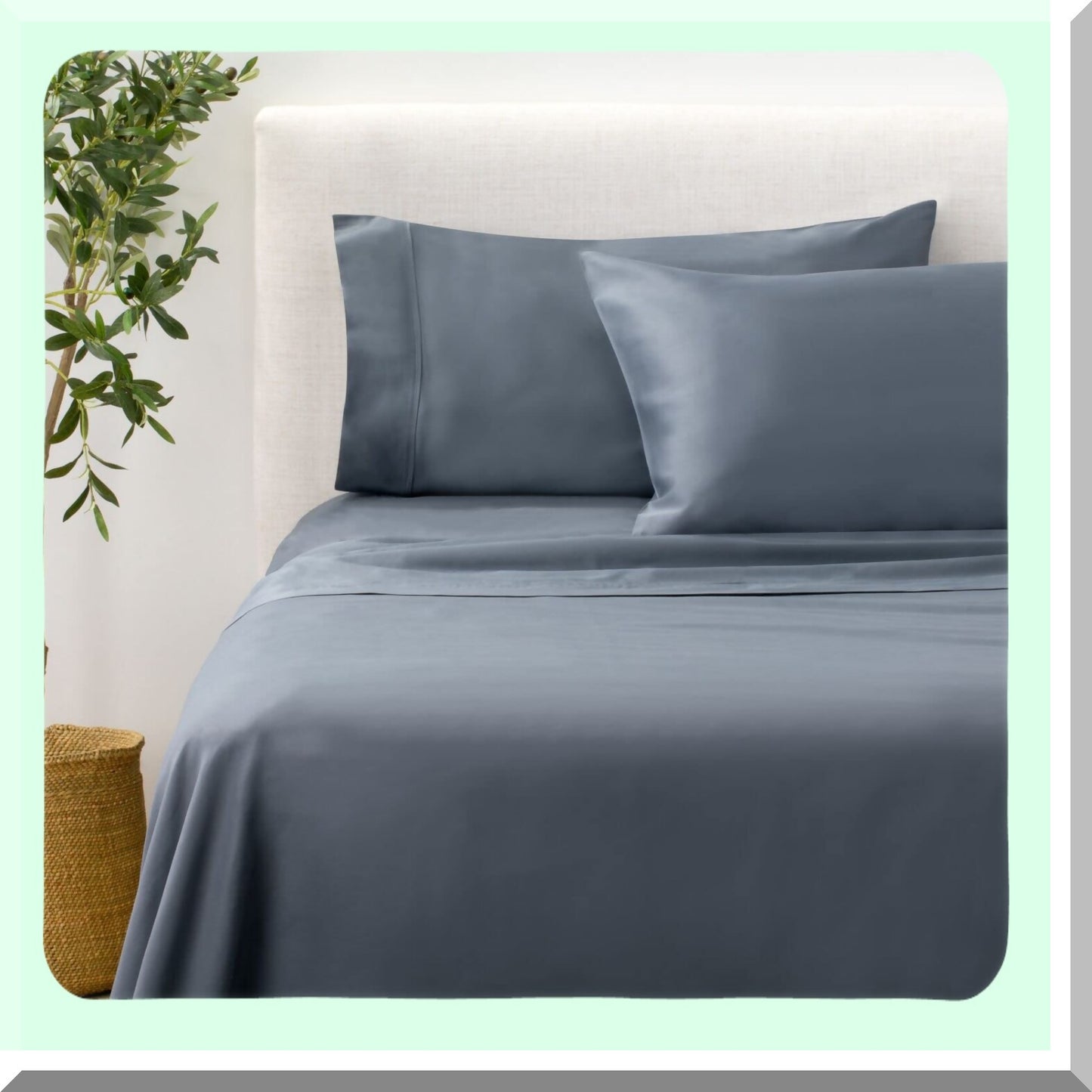 Luxury Sateen Whale Blue Bedding Set - Full Size 4-Piece Deep Pocket Sheet Set with 300TC Cotton, Soft & Smooth, Berkus Design by mDesign