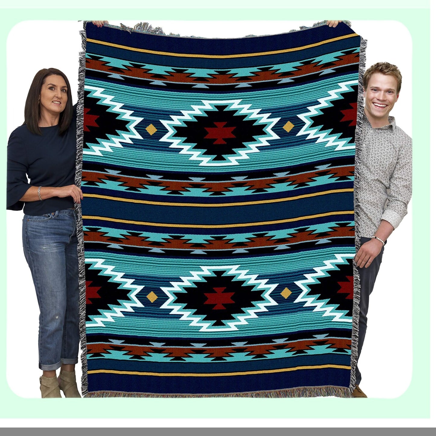 Southwest Cotton Tapestry Blanket - USA Made, 72x54, Perfect Gift