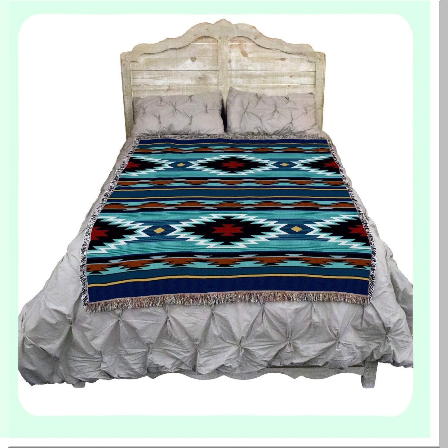 Southwest Cotton Tapestry Blanket - USA Made, 72x54, Perfect Gift