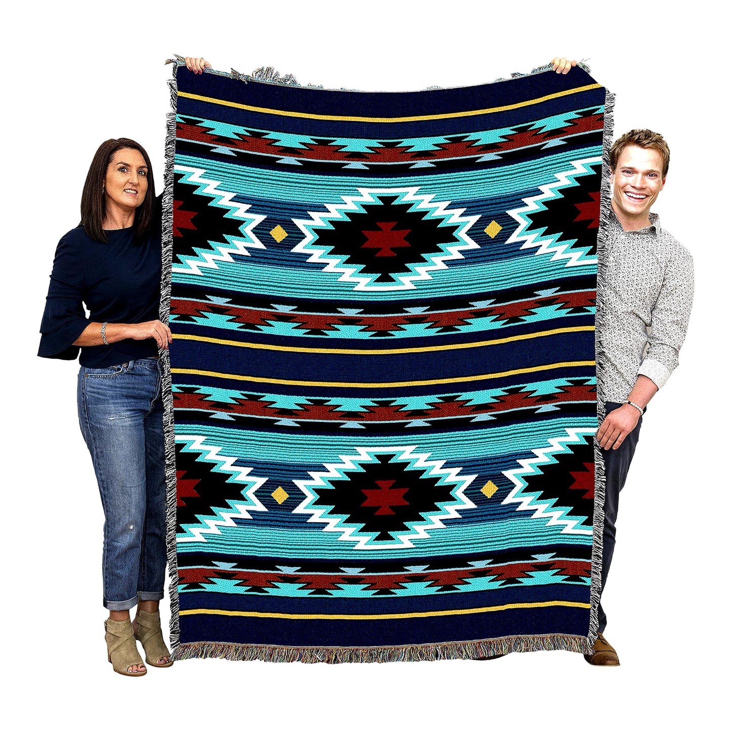 Southwest Cotton Tapestry Blanket - USA Made, 72x54, Perfect Gift