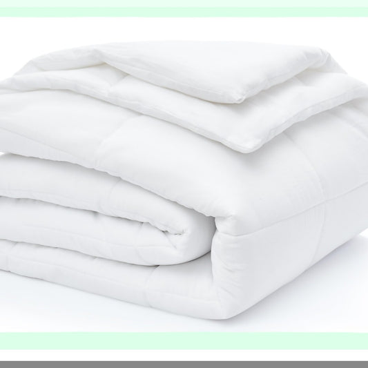 All-Season Quilted Comforter Compatible with Hotel Style Bedding