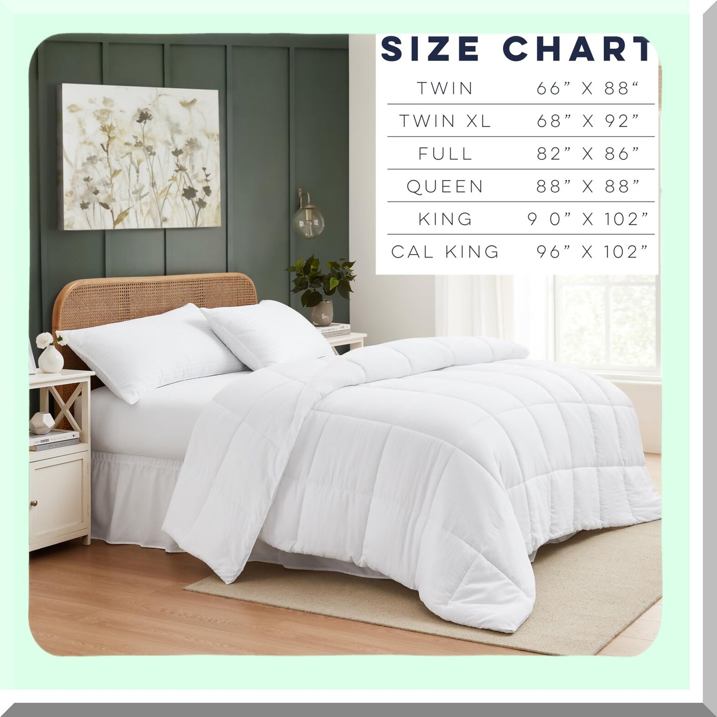 Luxury All-Season Quilted Comforter - Hotel Style Premium Bedding Insert - Machine Washable Down Alternative Duvet - 102 x 90-inch White Comforter