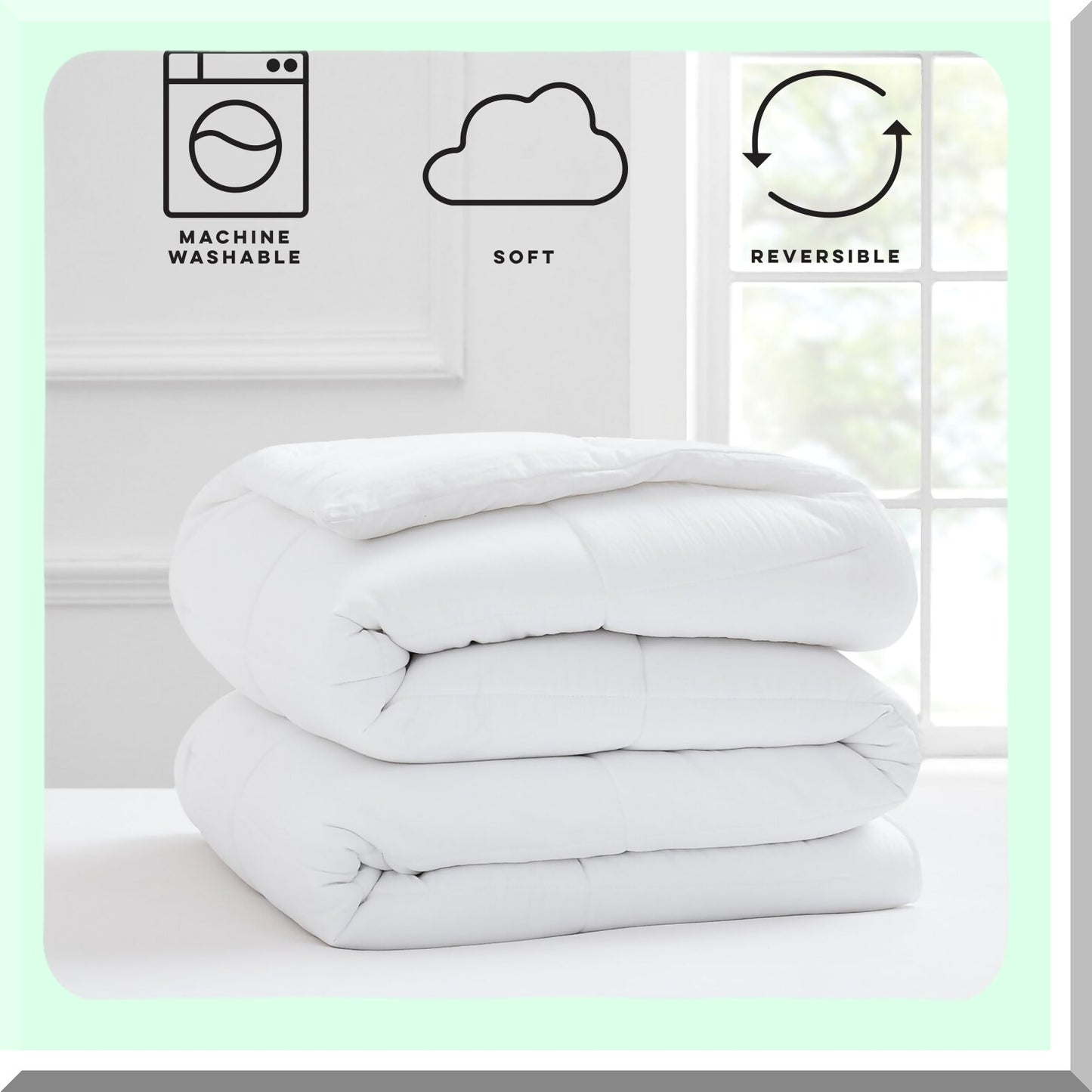 Luxury All-Season Quilted Comforter - Hotel Style Premium Bedding Insert - Machine Washable Down Alternative Duvet - 102 x 90-inch White Comforter