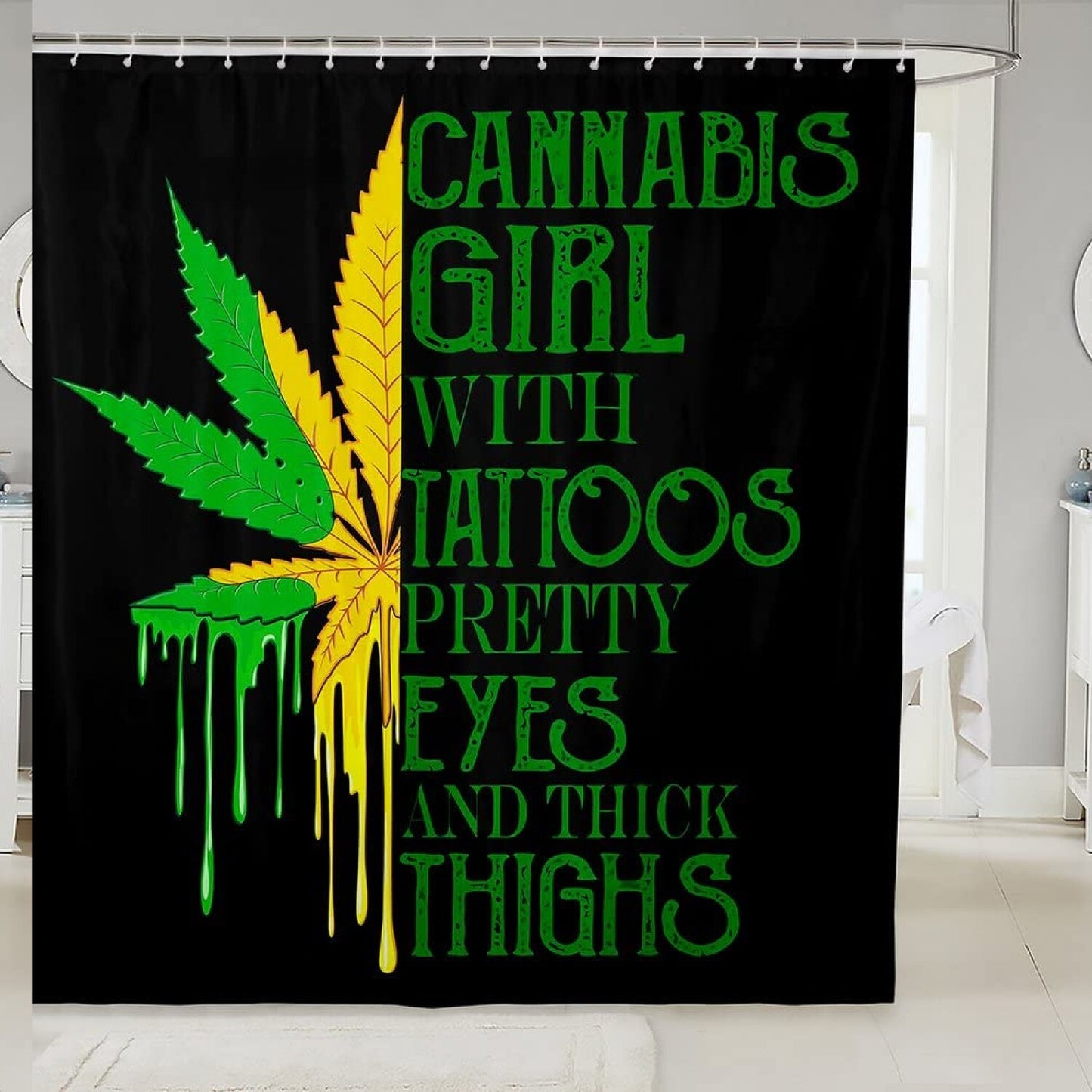 Leaf Shower Curtain Marijuana Bathroom Waterproof 72x72 Inch