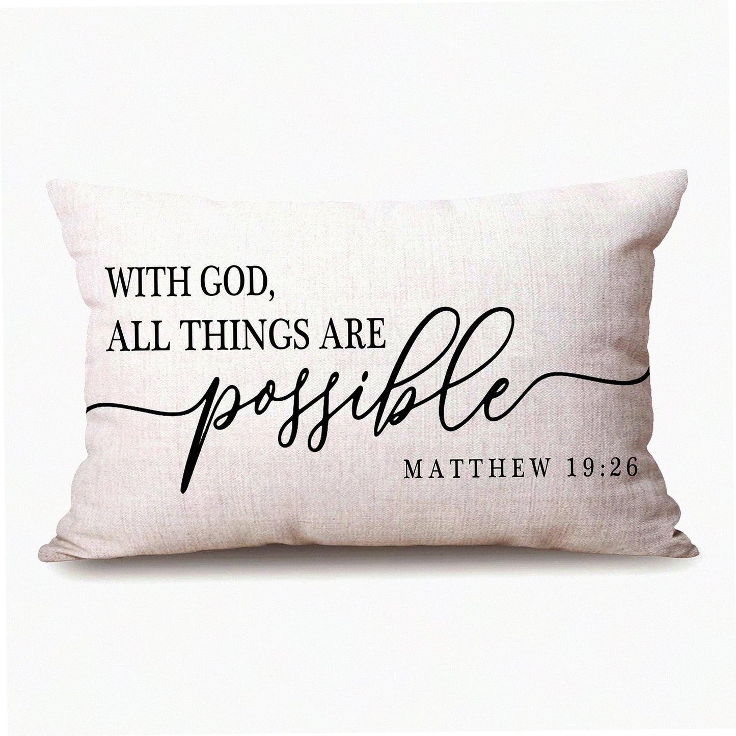 Blessed Farmhouse Lumbar Pillow Covers - Inspirational Bible Verse Quotes - Rustic Home Decor - God All Things Possible - Housewarming Gift
