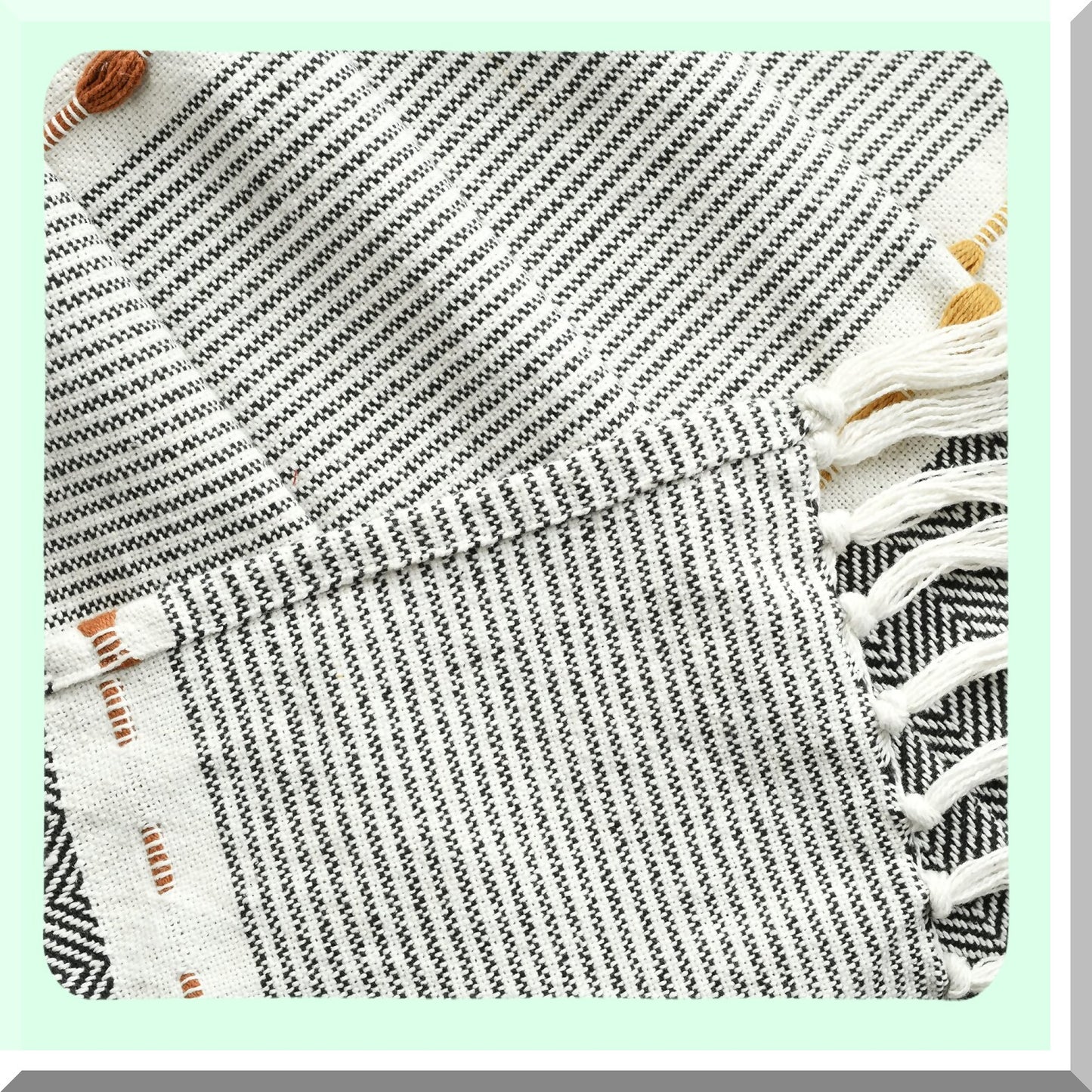 CozyWeave Herringbone Stripe Cotton Blanket, 60" x 50", Black"