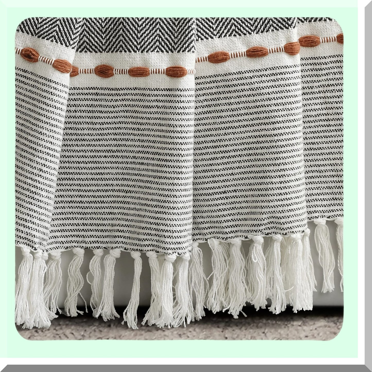 CozyWeave Herringbone Stripe Cotton Blanket, 60" x 50", Black"
