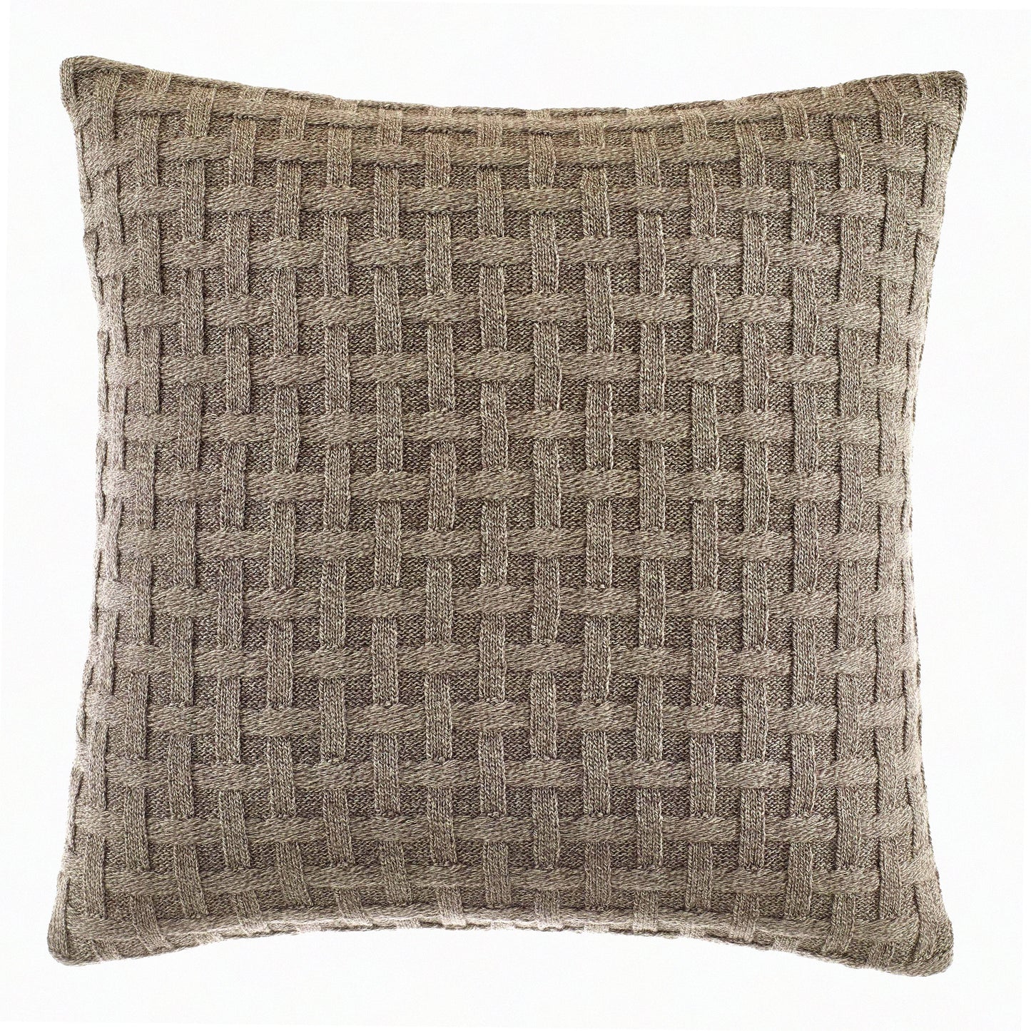 Zippered Cotton Throw Pillow - Saybrook Mocha Decor - Reversible Bedding - Stylish Home Accent - 16x16 Square Cushion