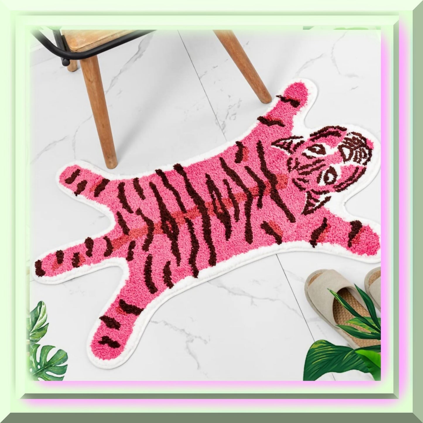 Pink Tiger Bathroom Rug 33.1x21.7 inches