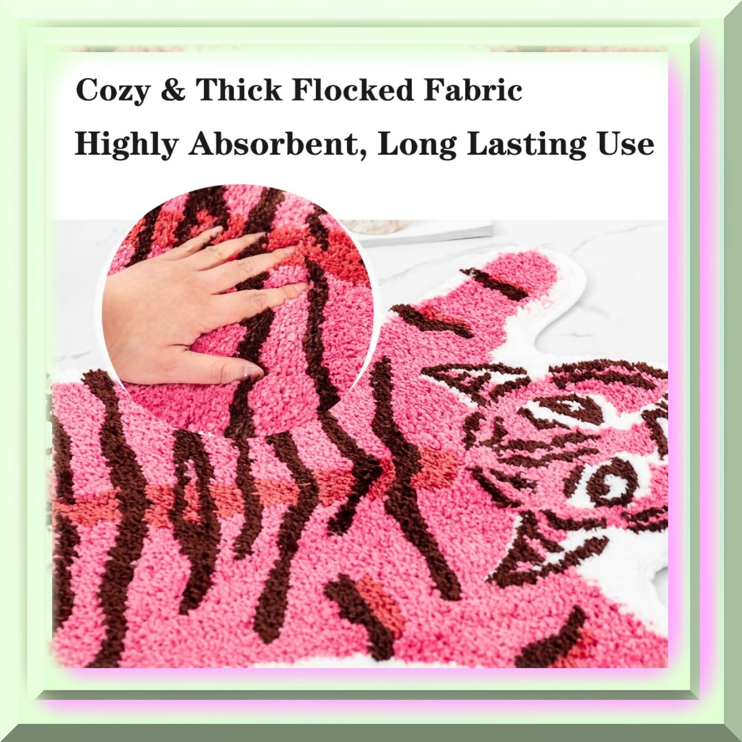 Pink Tiger Bathroom Rug 33.1x21.7 inches