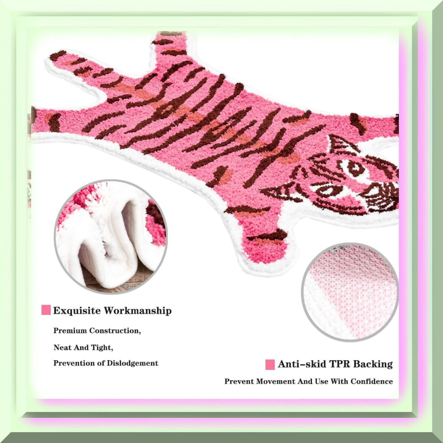 Pink Tiger Bathroom Rug 33.1x21.7 inches