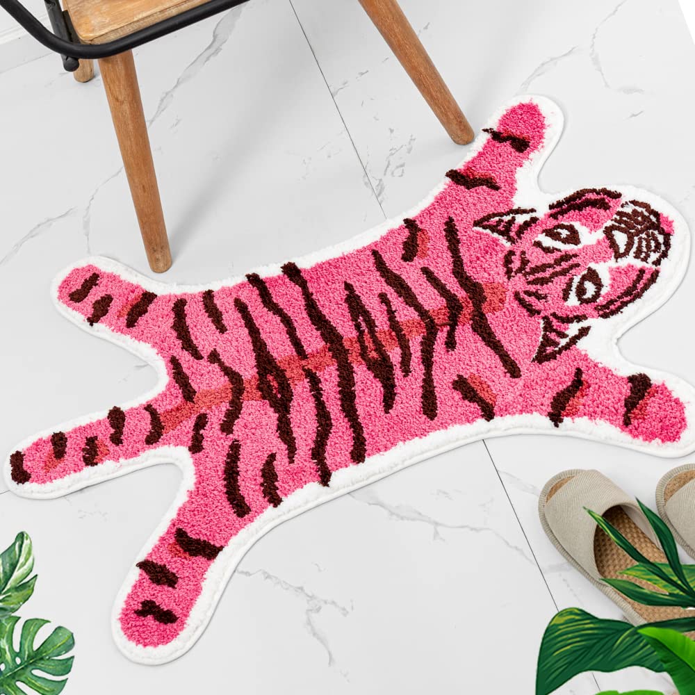 Pink Tiger Bathroom Rug 33.1x21.7 inches