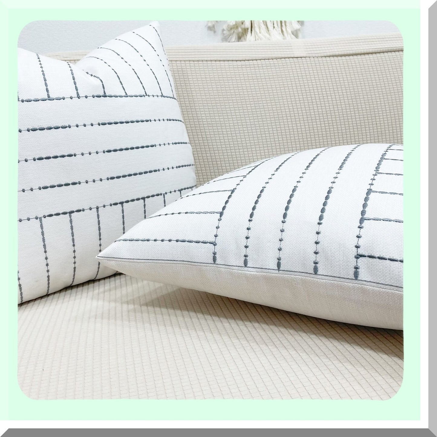 NeutralTone Patchwork Pillow Cover - Decorative Cushion Cover for 18x18 Inch Pillows - Grey and Beige Throw Pillow Cover