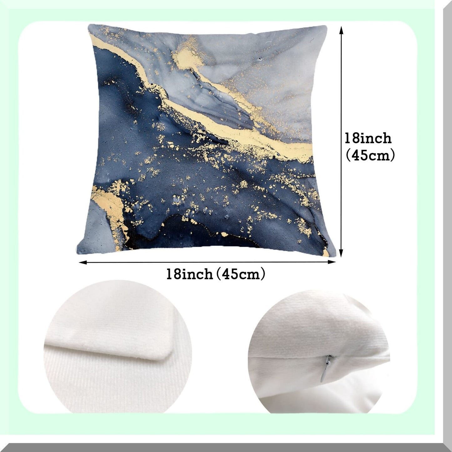 Navy Blue Gold Marble Velvet Pillow Covers - Abstract Art Decor Cushion Set - Modern Living Room Sofa Bedroom Accessories - 18x18 Inch, Pack of 4