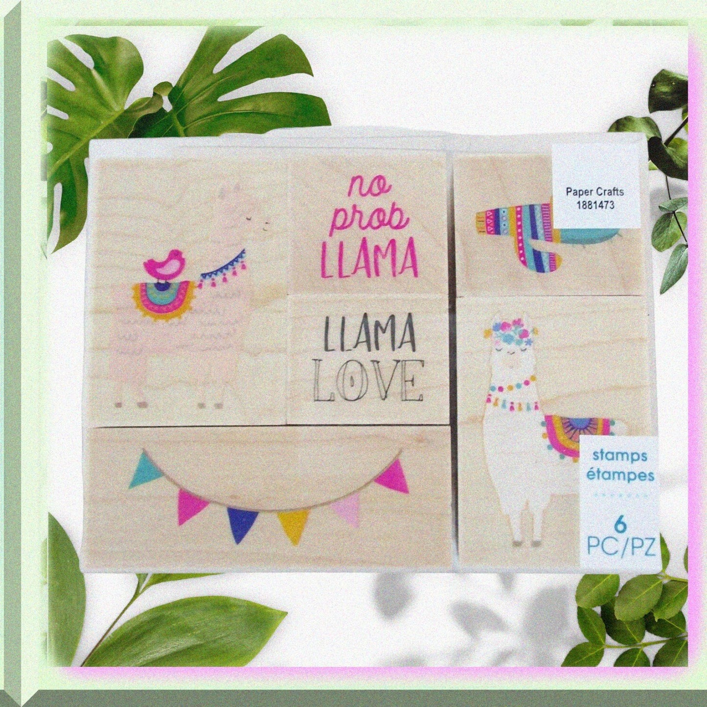 Llama Wood Rubber Stamp Set 6 Pieces