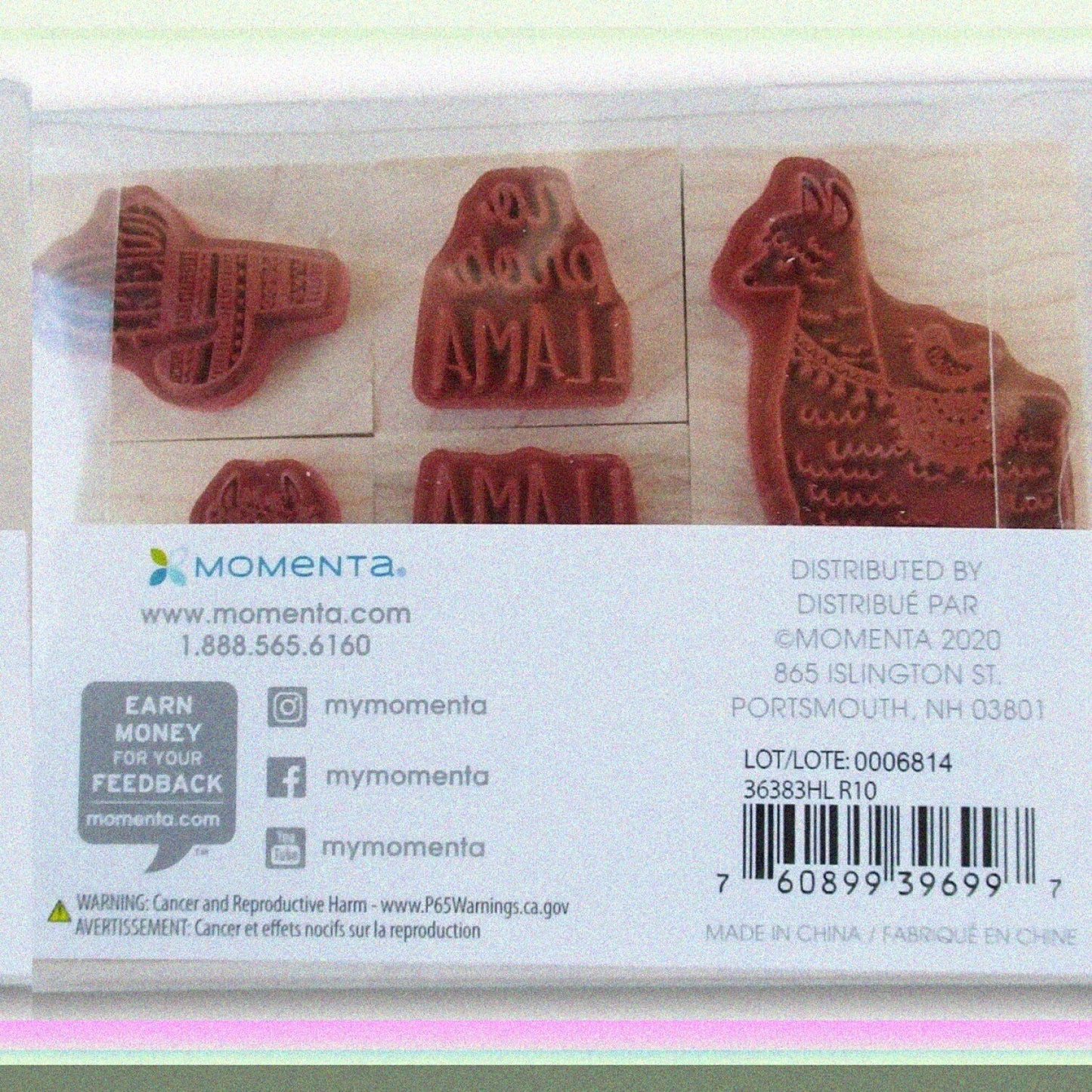 Llama Wood Rubber Stamp Set 6 Pieces