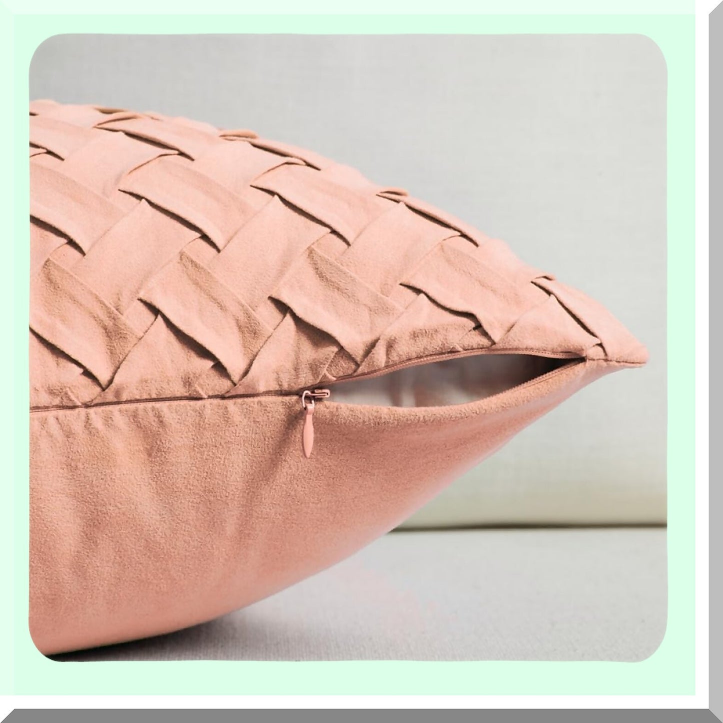 Peach Weave Pillow Covers - Set of 2 18x18 Inch Decorative Throw Pillow Cases for Couch Sofa Bedroom Living Room, Soft Suede Coral Textured Boho Home Decor