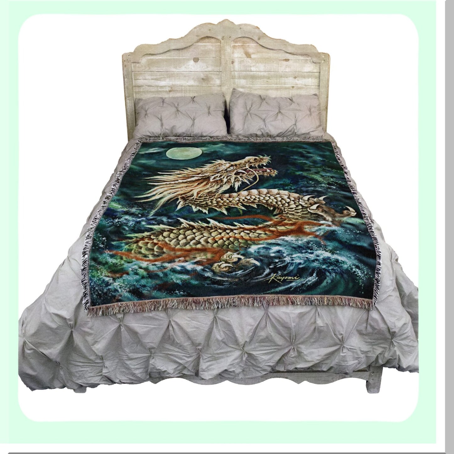 Fantasy Dragon Cotton Tapestry Throw - Cozy Woven Blanket 72x54 USA Made