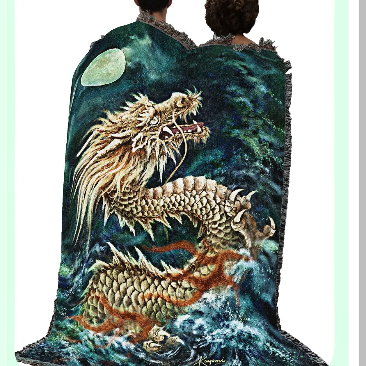 Fantasy Dragon Cotton Tapestry Throw - Cozy Woven Blanket 72x54 USA Made