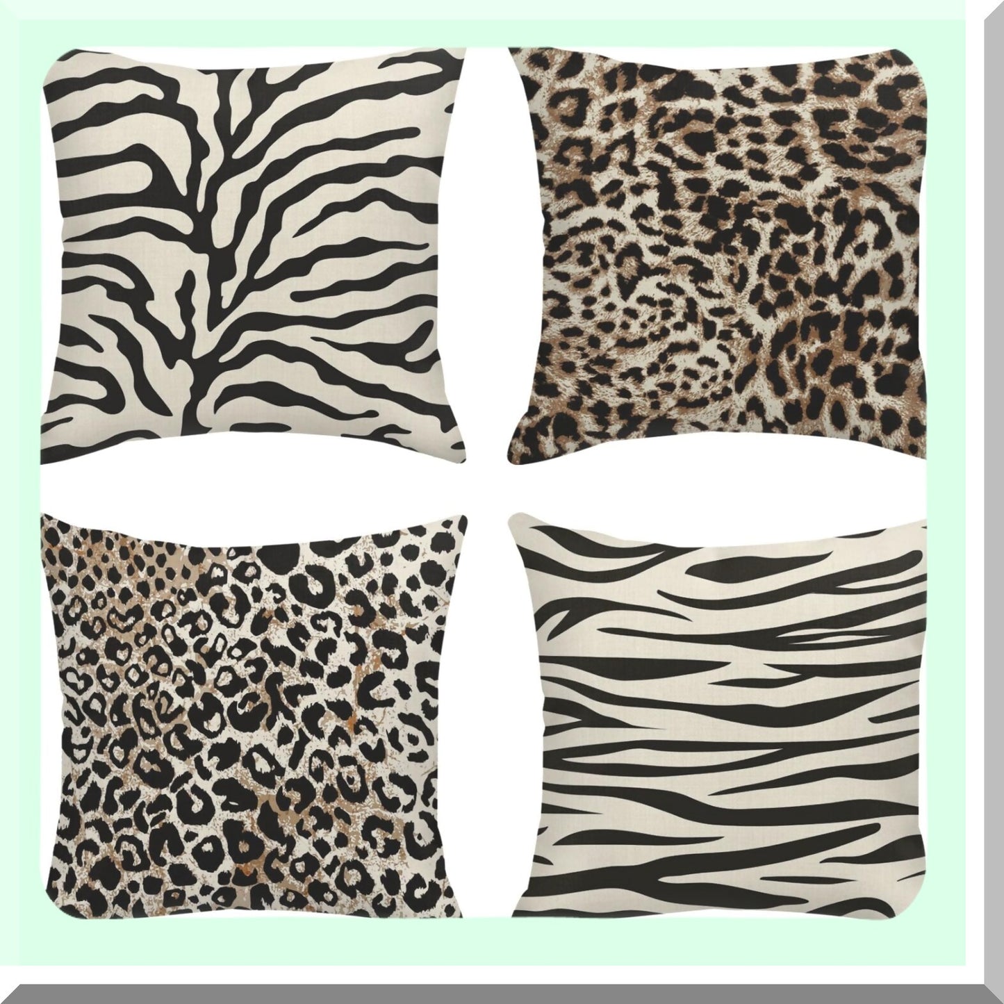 Safari Leopard Brown Abstract Pillow Covers Set - Decorative 18x18 Inches Outdoor Cushion Sofa Cases - Animal Print Home Decor Pillowcases Pack of 4